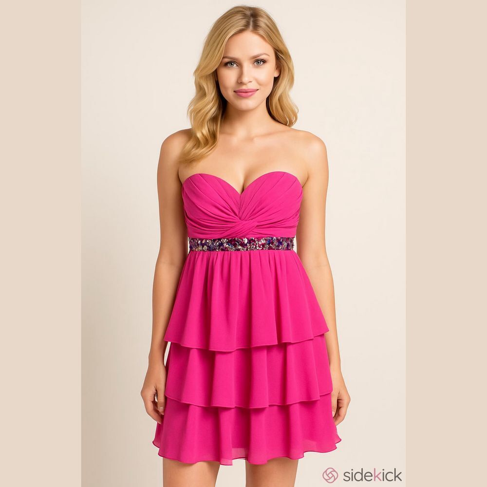Jodi Kristopher Pink Strapless Beaded Dress Women's Size 1